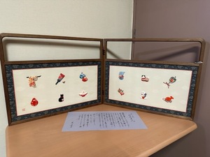 ◆希少　江戸ちりめん　押絵屏風　閉店店舗の展示商品　黒竹京子　参考売価16万円　W102cm　H41cm