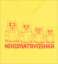 新品 プリントTシャツ/イエロー/ネコマトリョーシカ 猫Tシャツ ねこT Mサイズ_画像2