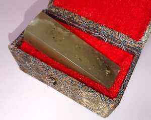 中国 古印材「緑凍石」六分サイズ 篆刻用印材 書家の愛蔵品 古玩