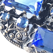 Filigree brooch 1920s vintage sapphire blue glass rhinestone blue_画像4