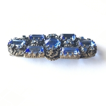 Filigree brooch 1920s vintage sapphire blue glass rhinestone blue_画像9