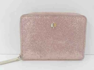 KATESPADE ケイトスペード コインケース カードケース ラメ ラウンドファスナー きらきら スレ有り ピンク レディース 1210000008336