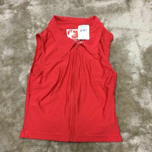 超お値打ち出品　小さめサイズ　Lady's フルジップクロップドスリーブレスブラウスSサイズ　レッド　新品タグ付き未使用品