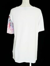 ☆美品☆Just Cavalliジャストカヴァリ/女性柄プリント半袖ロングプルオーバー/ロングTシャツ：M/白系nh891_画像3