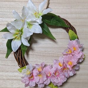 フラワーリース 桜 百合