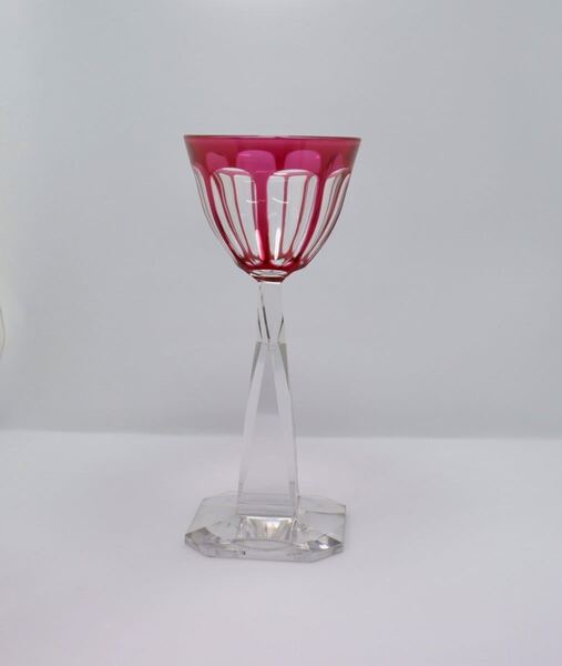 アンティーク バカラ ラ・トゥールモブール La tour maubourg Baccarat ワインレッド色 赤被せガラス