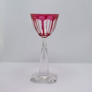 アンティーク バカラ ラ・トゥールモブール La tour maubourg Baccarat ワインレッド色 赤被せガラス