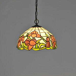 ◆美品◆芸術品◆ステンドランプ ペンダントライト ステンドグラス 照明 ティファニー 花柄 通路用ランプ ベッドルーム用 室内装飾