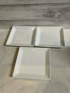 白角皿 小皿 銘々皿 3枚セット スクエアプレート 白い食器