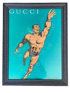 Gucci SubMariner Poster by Romulus Von Stezelberger グッチ アートポスター直筆サイン ヴィンテージ トムフォード 額縁