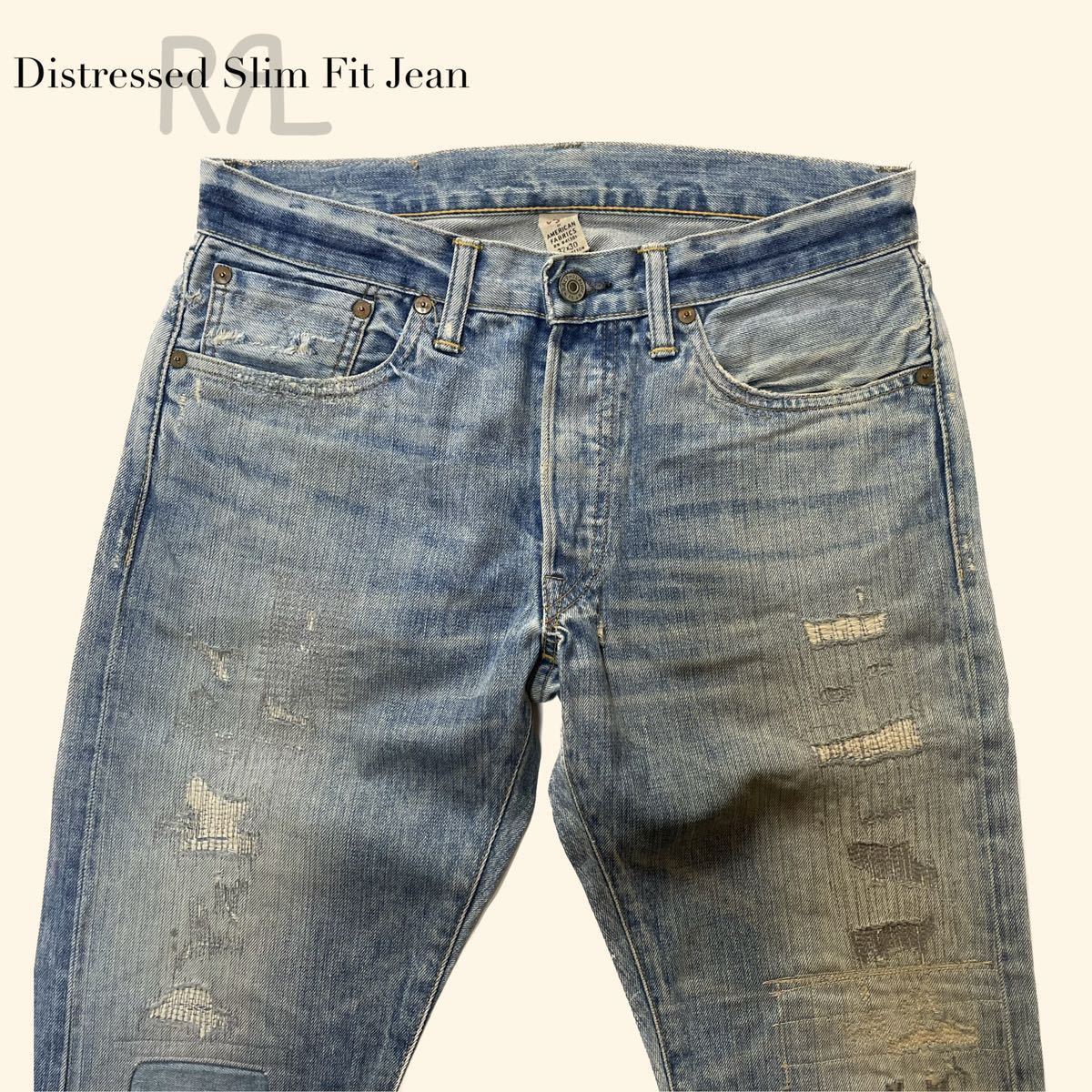 新品超特価 RRL ダメージ加工 デニムパンツ ラルフローレンの通販 by