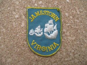 70s ジェームズタウンJAMESTOWN VIRGINIAワッペン/イギリス帝国ビンテージ帆船PATCHES旅VOYAGERアメリカVintageスーベニアPATCH土産USA D7