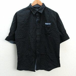 k# Beams /BEAMS HEART small dot pattern 5 minute sleeve shirt [M] black /MENS#59[ used ]