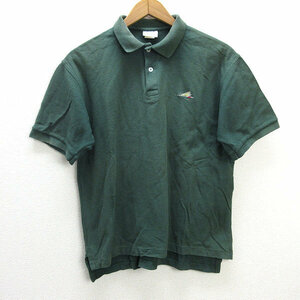 y■USA製 80'S■L.L.BEAN /L.L.ビーン 鹿の子 半袖ポロシャツ■緑【メンズM】MENS/レトロ/32【中古】