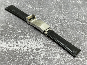 ラグサイズ：20mm 腕時計ベルト レザーベルト カラー：ブラック/シルバー 時計用バンド【対応モデル ロレックス ROLEX チューダー】