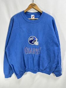 ■ ビンテージ USA製 ARTEX NFL New York GIANTS ジャイアンツ ワッペン付き 刺繍 スウェット トレーナー サイズXL ブルー アメフト ■