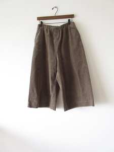 美品 2021 NATURAL LAUNDRY / ナチュラルランドリー 7214P-002 ストレッチコールガウチョパンツ 2 KHAKI * ロングキュロット レディース