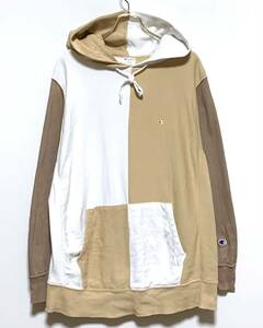 Champion × BEAMS リバースウィーブ クレイジー プルオーバー（S）白／ベージュ チャンピオン ビームス オーバーサイズ フーディ パーカー