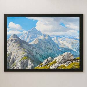 Art hand Auction Blick auf den Hochvogel von Reschreiter, Malerei, Kunst, Glänzend, Poster, A3, Klassisch, Innere, Landschaft, Deutschland, Alpen, Bergsteigen, Gehäuse, Innere, Andere