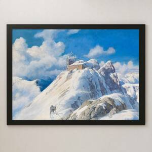 Art hand Auction قمة Reschreiter Zugspitze ومحطة الطقس, لوحة فنية للمنزل في ميونيخ، ملصق لامع مقاس A3، رسم المناظر الطبيعية، جبال ألمانيا، تسلق الجبال الثلجية، السياحة, مسكن, الداخلية, آحرون