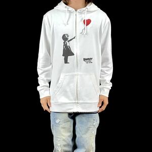 新品 大きい オーバーサイズ XXL XXXL対応 BANKSY バンクシー 風船と少女 愛はゴミ箱の中に ジップアップ ビッグパーカー Tシャツ ロンT 可