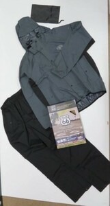 ROUTE66 waterproof stretch rainsuit 66-38[ gray / black *4L size ] water-proof pressure 10000.. goods ., prompt decision 4500 jpy *