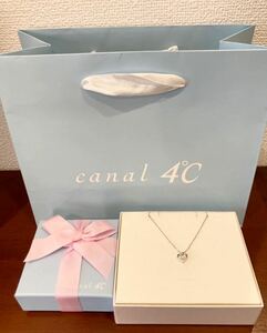 新品 正規品 canal4℃ カナルヨンドシー ネックレス シルバー ハート ダイヤモンド ゴールド ケース 紙袋 リボン プレゼント ギフト