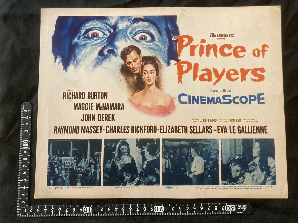 미국 버전 오리지널 로비 카드 PRINCE OF PLAYERS 1955 Philip Dunne Richard Burton The Stage of the Deadly Bullet Richard Burton 50s Movie, 영화, 동영상, 영화 관련 상품, 사진