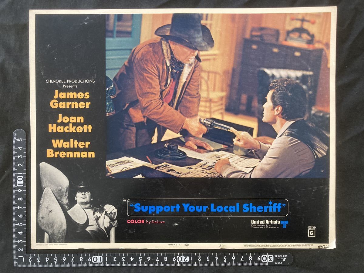 Tarjeta de lobby original de la versión estadounidense Sheriff Standing in the Sunset ¡Apoye a su sheriff local! 1969 Película del oeste de James Garner Jack Elam ②, película, video, Productos relacionados con películas, fotografía