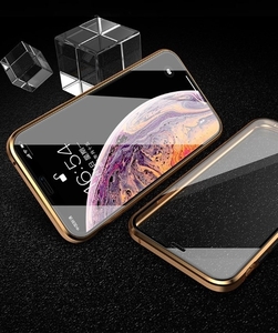 【sale】iPhoneケース iPhoneカバー iPhonexs対応カバー 両面がラスケース バンパーゴールド スカイケース