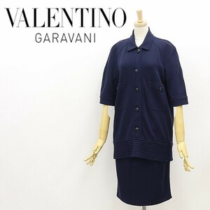 ヴィンテージ◆VALENTINO GARAVANI ヴァレンティノガラヴァーニ ウール シャツ プルオーバー トップス＆スカート セットアップ ネイビー 10