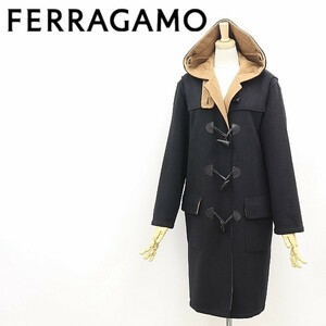  Vintage *Salvatore Ferragamo Ferragamo gun chi-ni toggle . wool duffle coat black black 