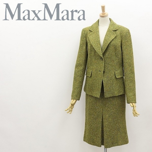 美品 Max Mara マックスマーラ ヘリンボーン ツイード スカートスーツ