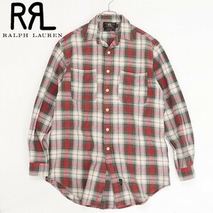 ◆RRL Ralph Lauren ダブルアールエル ラルフローレン 三つ星タグ チェック柄 ネル シャツ M