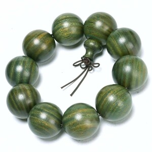 [EasternStar] アルゼンチン 緑檀 グリーン サンダルウッド ブレスレット 数珠 念珠 木珠 25mm 10玉 小孔 ひょうたん