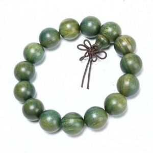 [EasternStar] アルゼンチン 緑檀 グリーン サンダルウッド ブレスレット お守り 数珠 念珠 木珠 15mm 15玉 小孔
