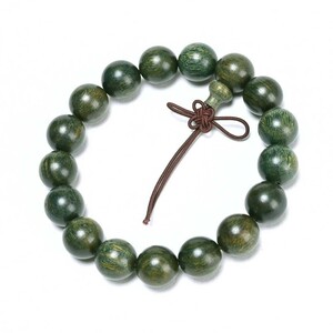 [EasternStar] Argentina green . green sandal wood bracele amulet beads .. tree .12mm 17 sphere small .