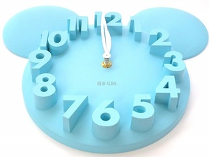 壁掛け 時計 3D ウォール クロック アニマル 掛け時計（水色）かわいい おしゃれ シルエット
