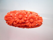 ☆アンティーク・本珊瑚 赤珊瑚の菊花彫刻の彫り物 4,58g_画像3
