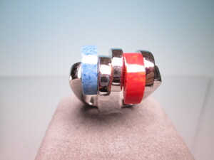 *SILVER red . blue. wonderful ring 12,26g 11 number 
