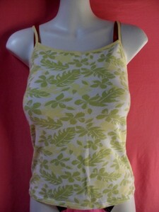 USED floral print camisole size S white / cream / green group 