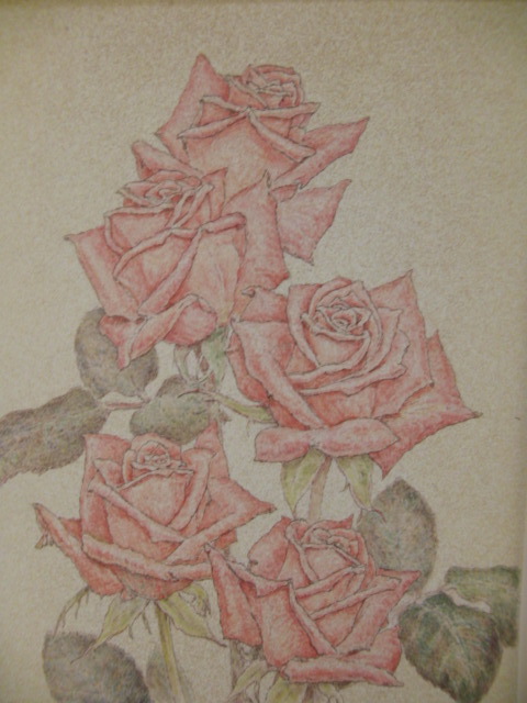 Hiroaki Ogata, [Rosa (chocolate)], Ilustraciones raras de libros de arte., Nuevo marco de alta calidad incluido., En buena condición, envío gratis, pintar flores, Obra de arte, Cuadro, Dibujo a lápiz, Dibujo al carbón
