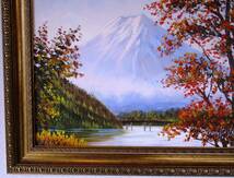 富士山絵画 油絵 風景画 紅葉河口湖からの富士山 F6　WG289　一時の気まぐれ価格となっています。お部屋のイメージを変えてみませんか。　_画像6