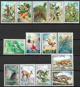 ★1972年 スペイン - 「植物」5種完+「第20回オリンピック」4種完+「動物」5種完 未使用(MNH)★DD-846