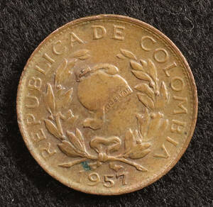 KM#205/コロンビア 1センタボ銅貨（1957）[E90]コイン