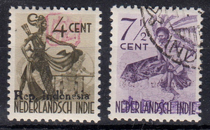 インドネシア独立戦争期切手 日本・蘭印切手に「Rep. Indonesia」加刷[S165]南方占領地、オランダ領東インド