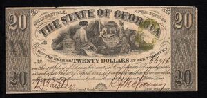 アメリカ南北戦争期紙幣 ジョージア州 20ドル（1864）[518]