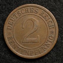 KM#31/ドイツワイマール共和国 ２レンテンペニヒ銅貨（1924）[E579]コイン_画像2