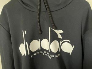 DIADORA スウェット パーカー プルオーバー ビッグロゴ Lサイズ　HOODIE フーディ 前V