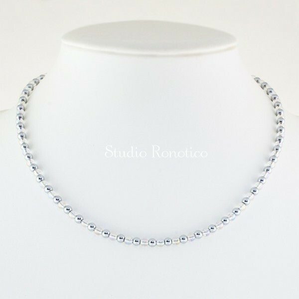 [ロノティコ]Ronotico レインボーオーラクリスタル 天然石 磁気ネックレス Silver925 おしゃれ メンズ レディース 女性 男性 日本製